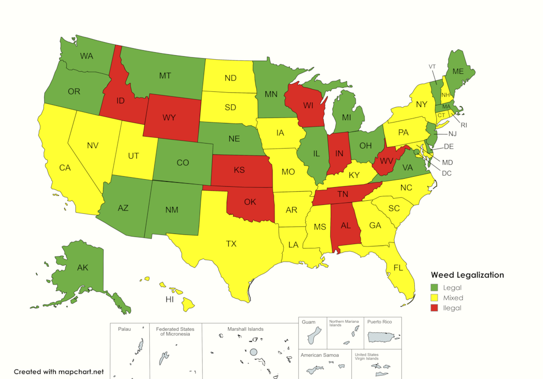 Marijuana Legalization Map in US and Europe (2024)
