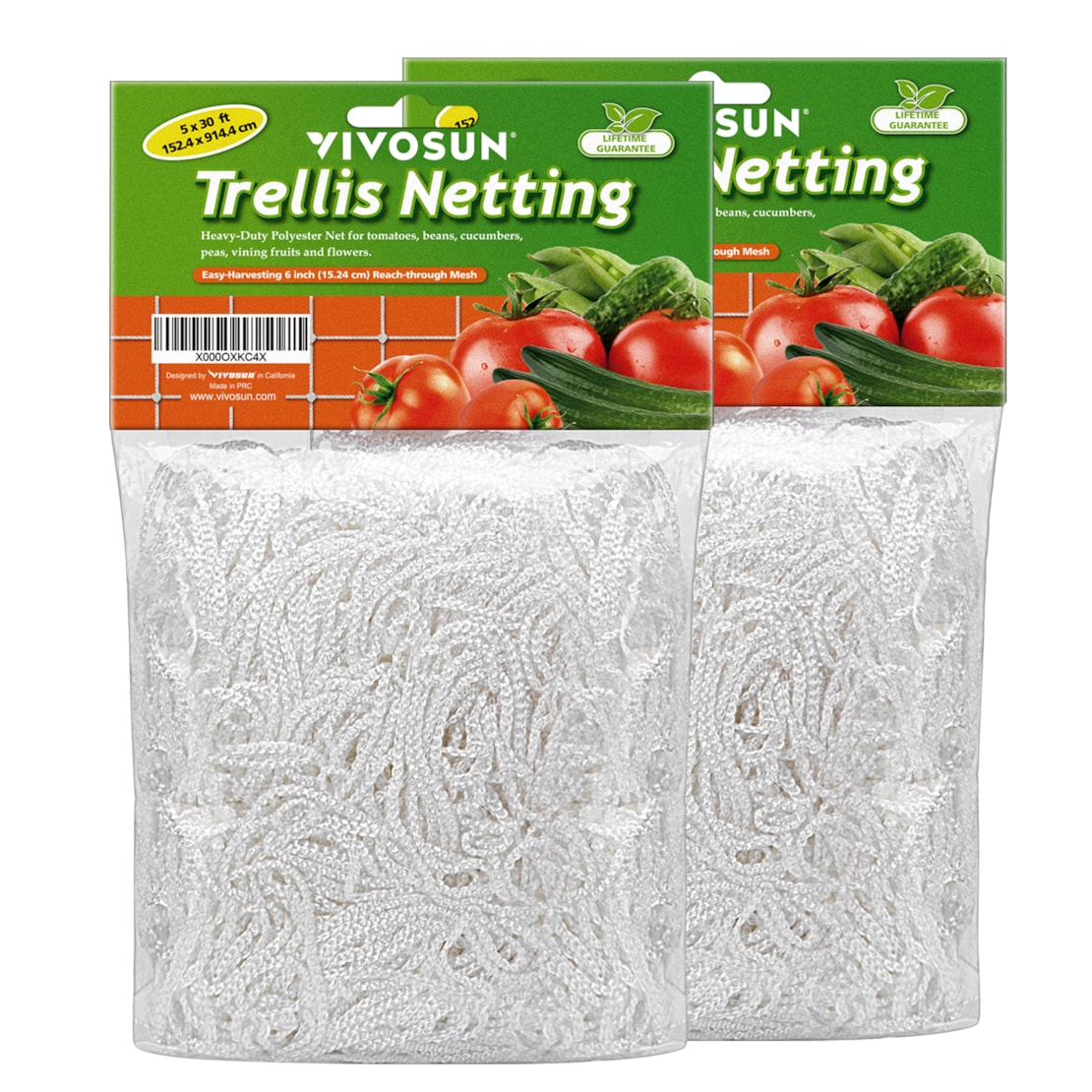 VIVOSUN 5 x 30 ft Heavy-duty Polyester Plant Trellis Netting 2-Pack