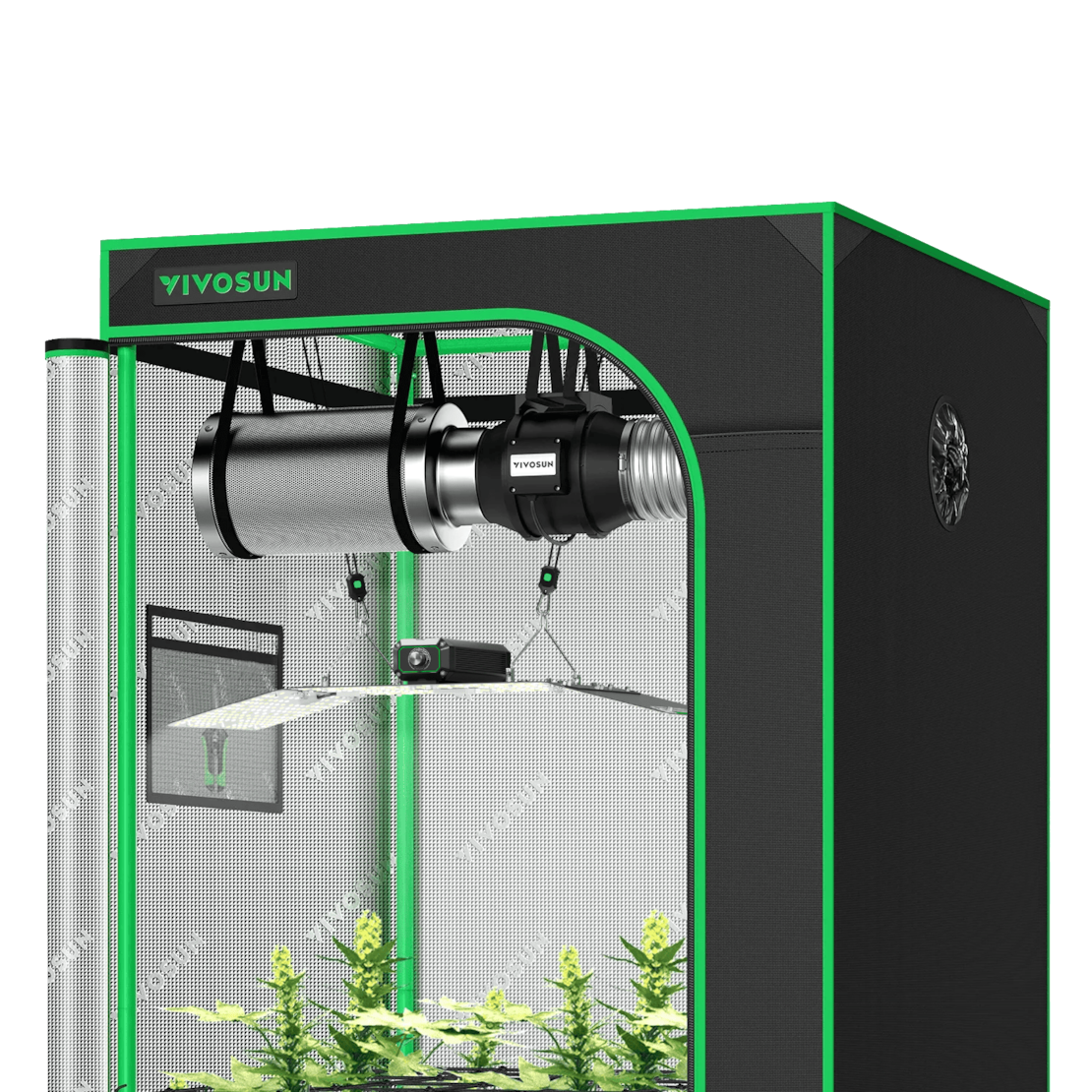 Standard Grow Tent Kit GIY-33 3x3, 3-Plant Complete System, with VSL-LL200 Lumalight 200W LED Grow Light, and 4-inch Ventilation Combo