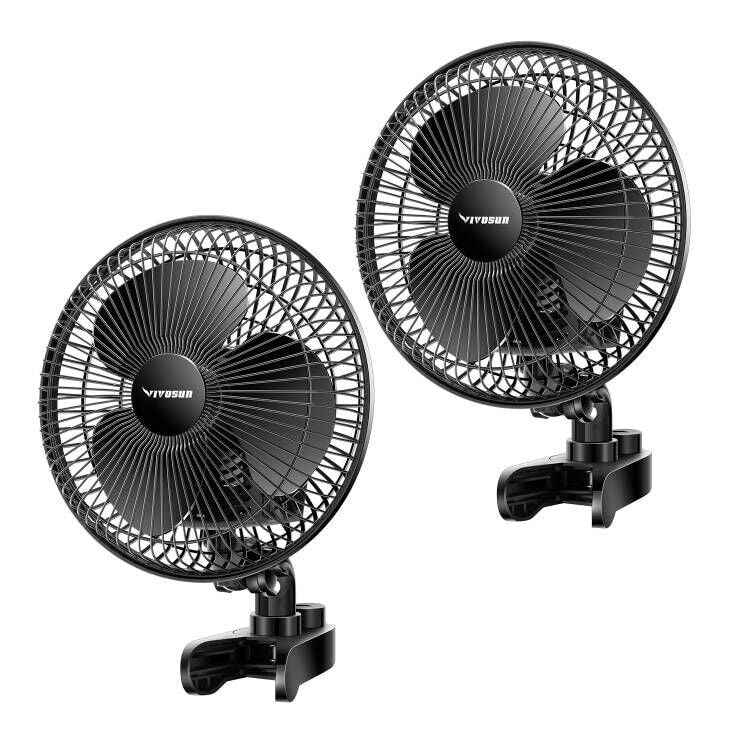 VIVOSUN AeroWave A6 Patented Clip-on Fan with 2-Speed Adjustment, 2 Pack - Black