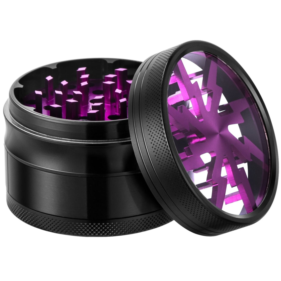 VIVOSUN Herb Grinder 2.5" 4 Pieces Clear Top with Lightning Pattern for Kitchen Purple