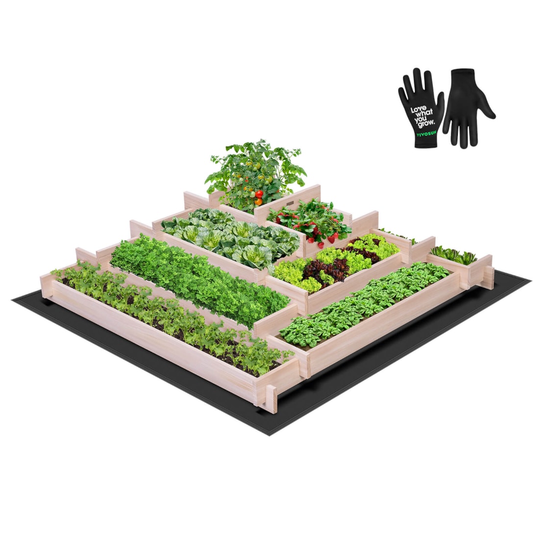 VIVOSUN 5-Tier Raised Garden Bed, 41.7 x 41.7 x 14.2 Inches Outdoor Wood Planter Box