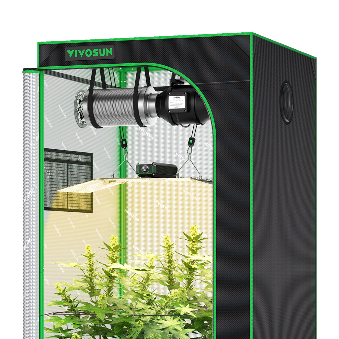Starter Grow Tent Kit, 3 × 3ft 3-Plant System, WiFi-Controlled Grow System with Full Spectrum LED Grow Light, Automatic Ventilation, GrowHub Outlet A22 with Temperature and Humidity Sensor