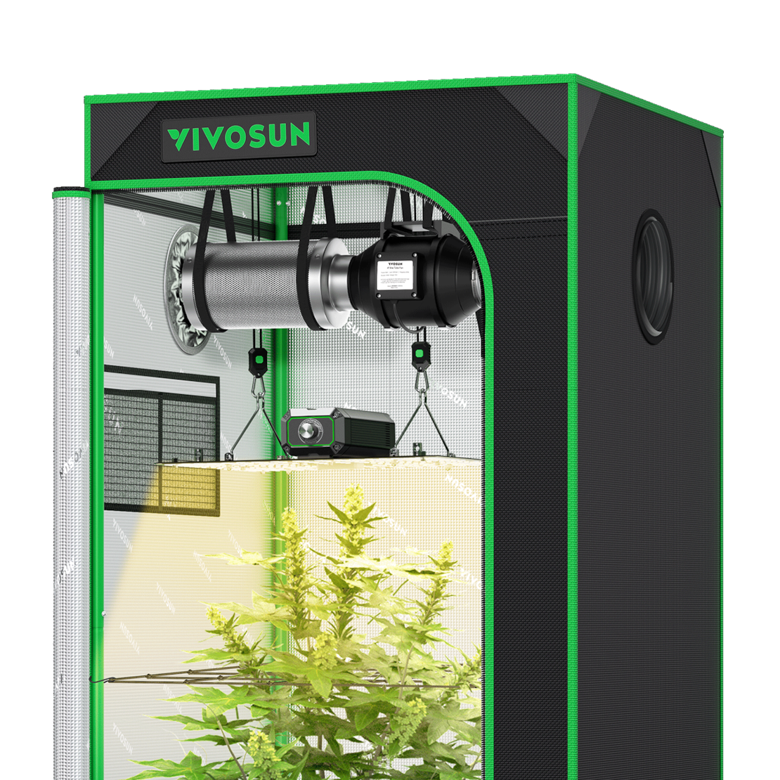 Starter Grow Tent Kit, 2 × 2ft 1-Plant System, WiFi-Controlled Grow System with Full Spectrum LED Grow Light, Automatic Ventilation, GrowHub Outlet A22 with Temperature and Humidity Sensor