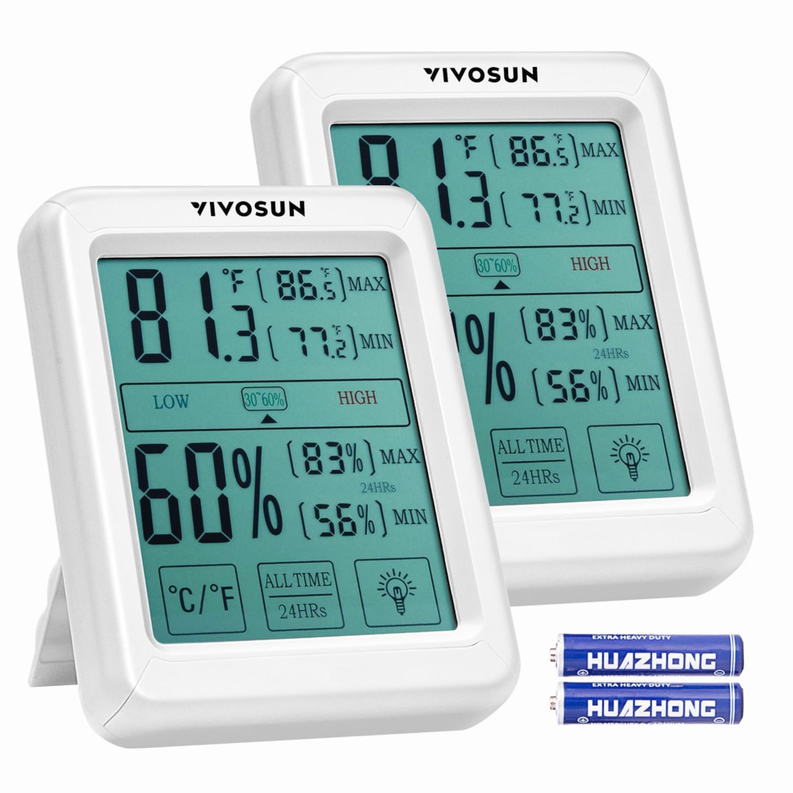 VIVOSUN Digital Indoor Thermometer & Hygrometer 2-Pack