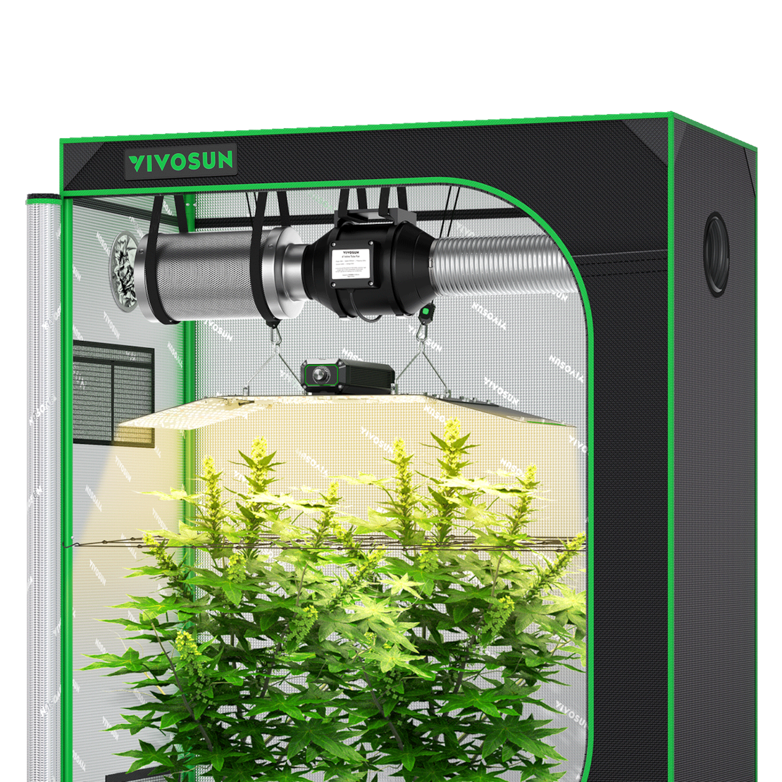 Starter Grow Tent Kit, 4 × 2ft 2-Plant System, WiFi-Controlled Grow System with Full Spectrum LED Grow Light, Automatic Ventilation, GrowHub Outlet A22 with Temperature and Humidity Sensor