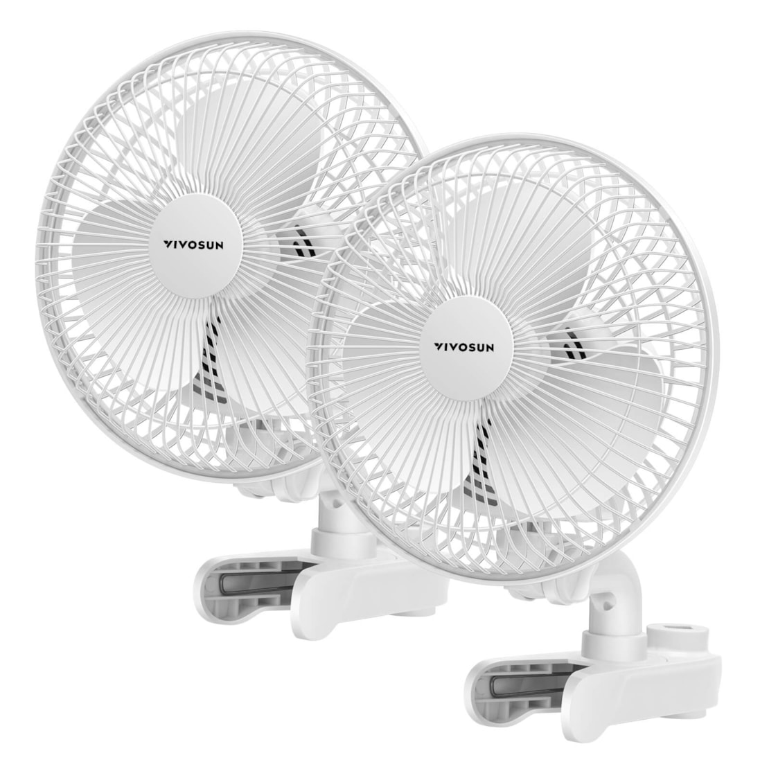 VIVOSUN AeroWave A6 Patented Clip-On Fan with 2-Speed Adjustment, Horizontal Vertical Oscillation, 2 Pack, White