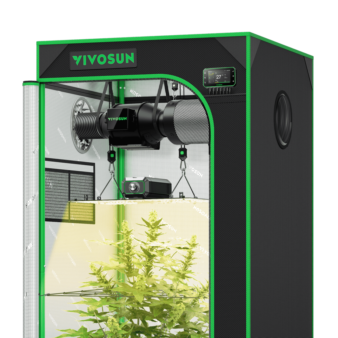 VIVOSUN Smart Growbox Komplettset, 60×60 cm – 1-Pflanzen-SystemIntelligentes, vollautomatisches Grow-Setup mit WLAN-Steuerung, integriertem GrowHub E42A+ Controller und hocheffizientem Full-Spectrum LED Grow Light