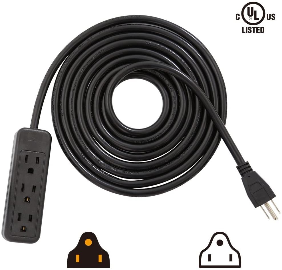VIVOSUN 3-Outlet 14 Gauge 120V Heavy Duty Power Strip Extension Cord