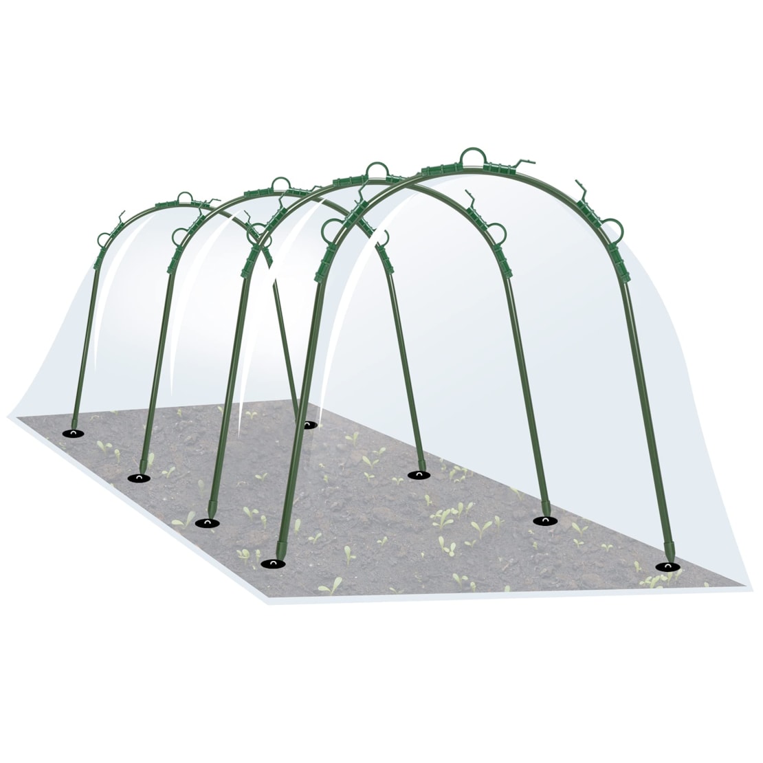 VIVOSUN 4Pcs 5ft Greenhouse Hoops with PE Cover, Rust-Free Grow Tunnel Tunnel, 5ft Long Steel with Plastic Coated Plant Supports for Garden Fabric, Plant Support Garden Stakes