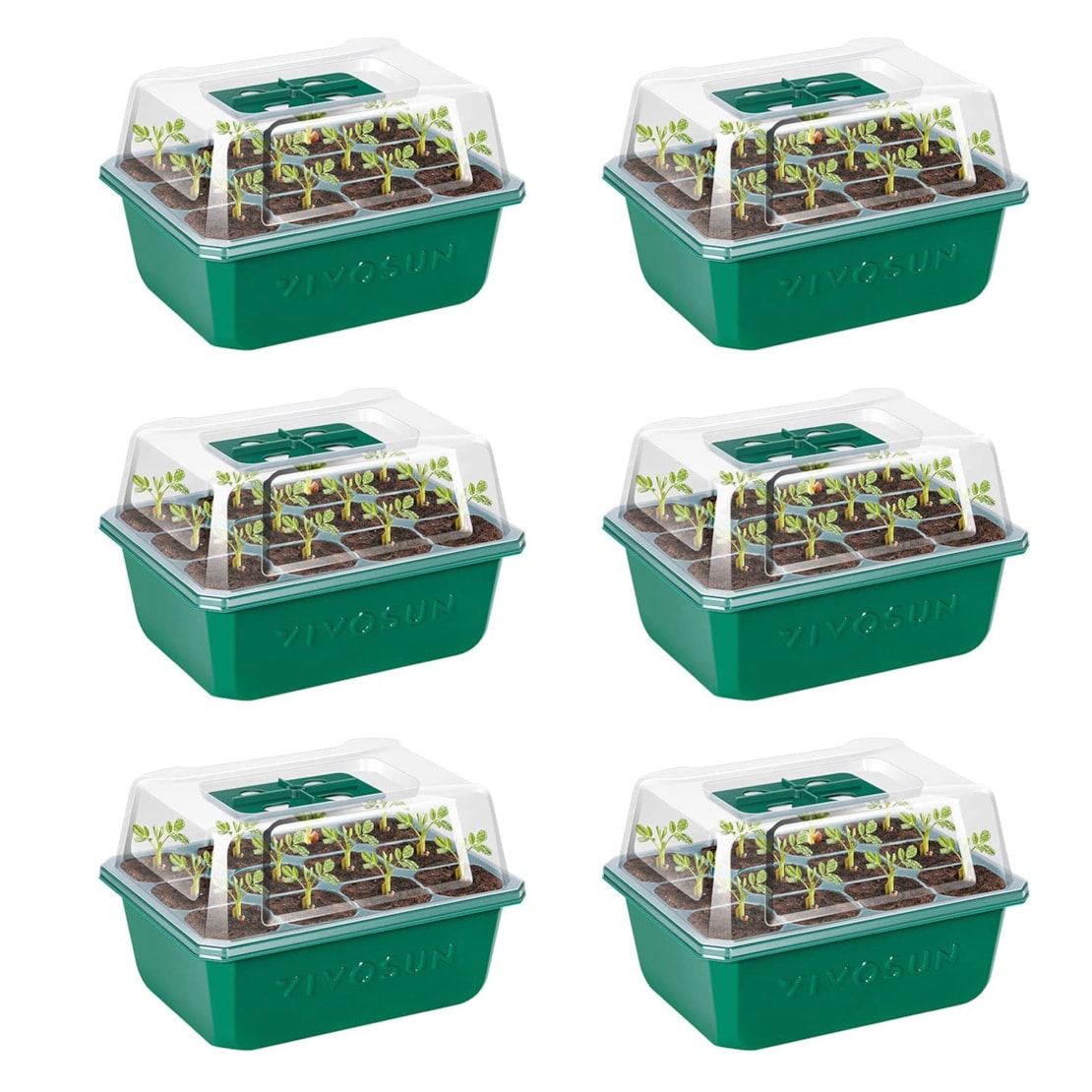 VIVOSUN 6-Pack Seed Starter Trays, 72-Cell Seed Starter Kit with Humidity Dome