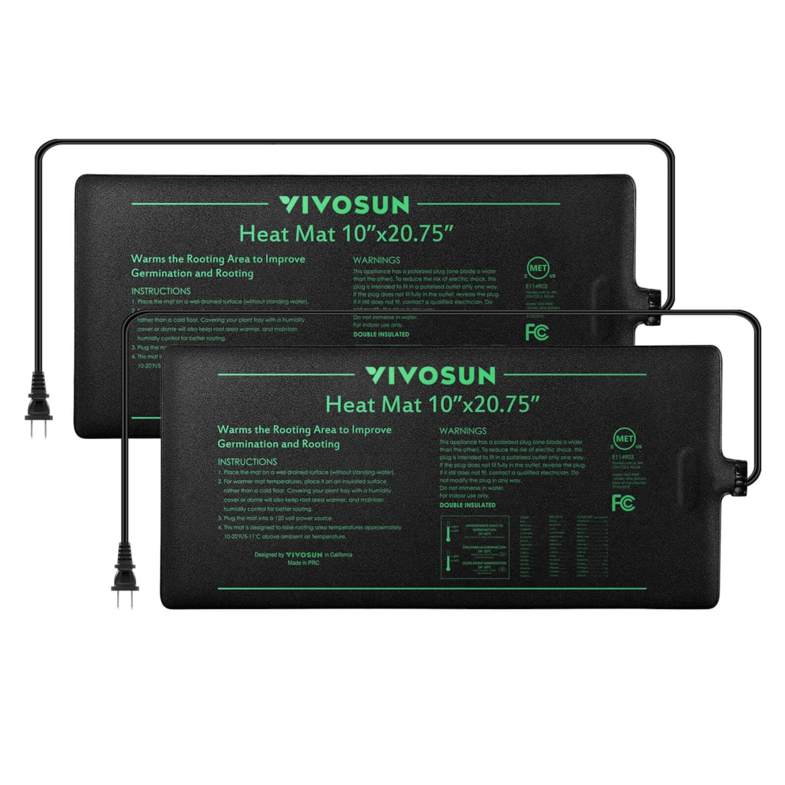 VIVOSUN Seedling Heat Mat 10" x 20.75" 2-Pack