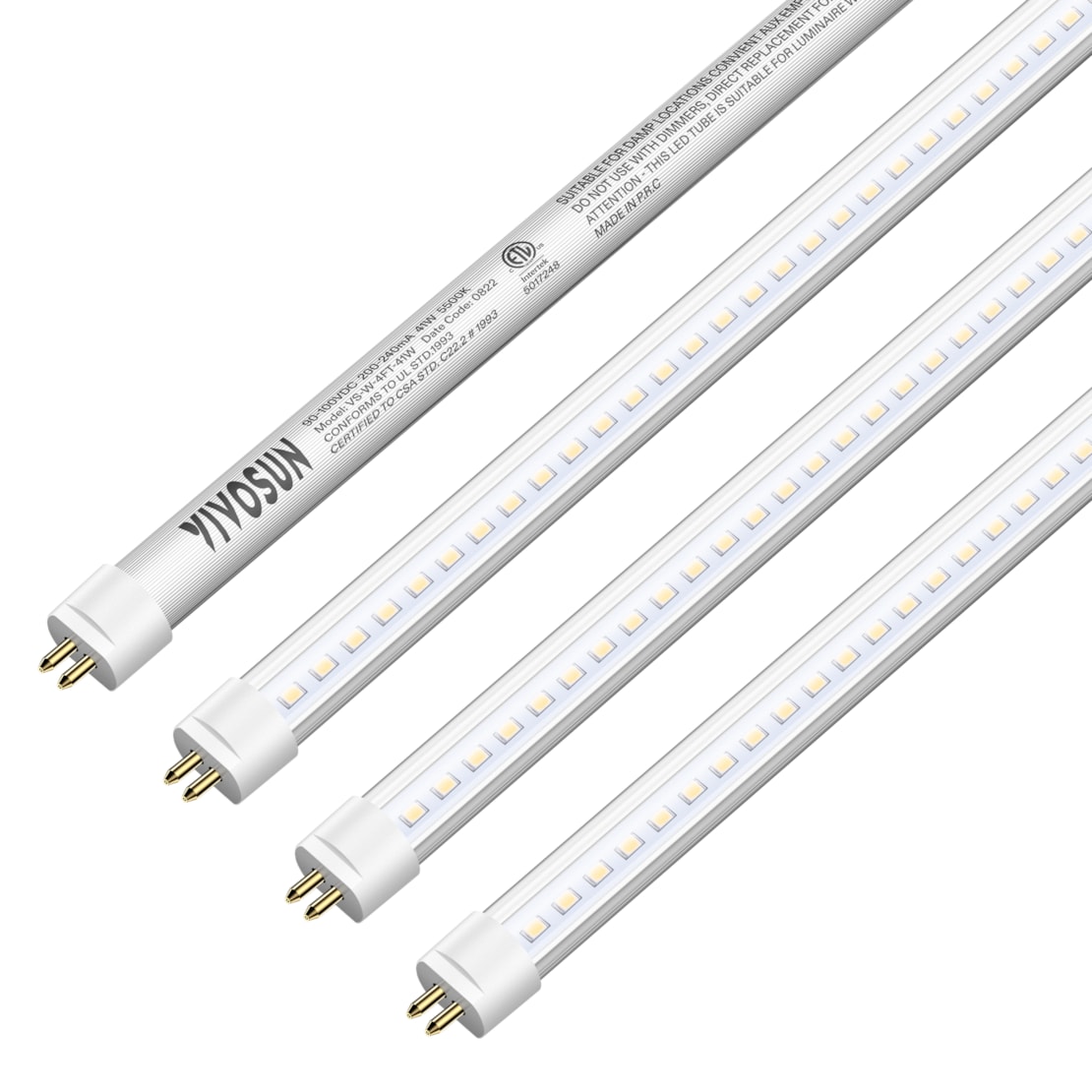 VIVOSUN T5 LED Grow Light Bulbs 4 ft, 41W 5500K Cool White, Grow Light Bulbs with Samsung Lamp Beads, Suitable for 41W T5 Light Fixtures for Indoor Plants, 4-Pack