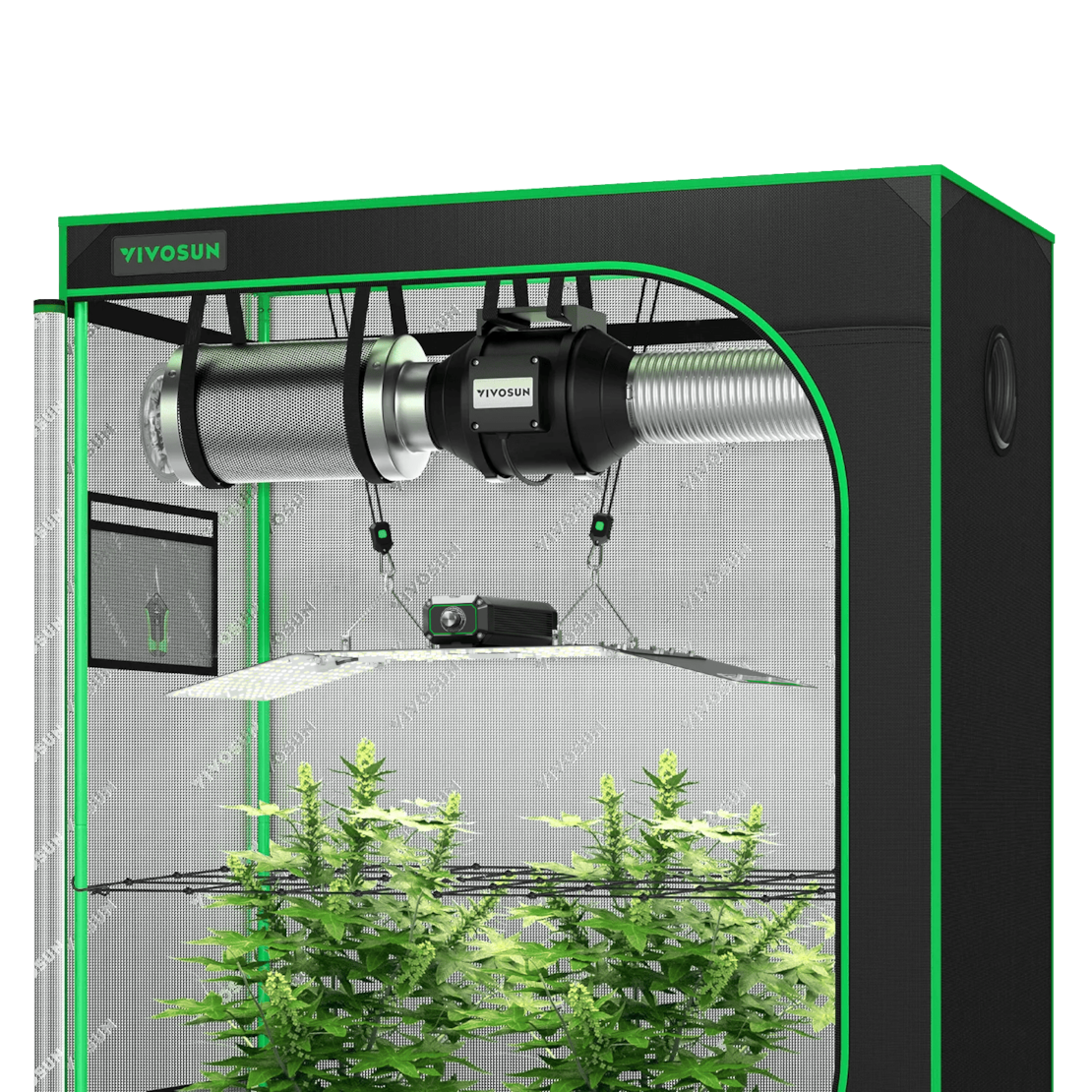 Standard Grow Tent Kit GIY-42 2x4, 2-Plant Complete System, with VSL-LL200 Lumalight LED Grow Light, and 4-inch Ventilation Combo