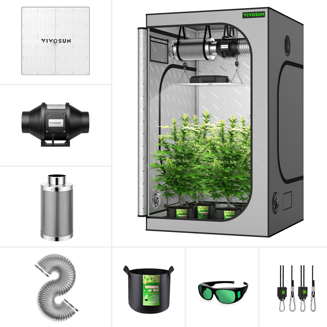 VIVOSUN GIY 4 x 4 ft. Basic Grow Kit with Upgraded Grow Tent, VS4000 LED Grow Light, 48" x 48" x 80"