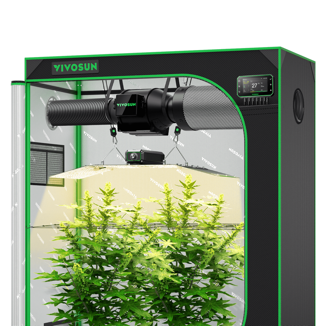 VIVOSUN Smart Growbox Komplettset, 120×60 cm – 2-Pflanzen-System
Intelligentes, vollautomatisches Grow-Setup mit WLAN-Steuerung, integriertem GrowHub E42A+ Controller und hocheffizientem Full-Spectrum LED Grow Light