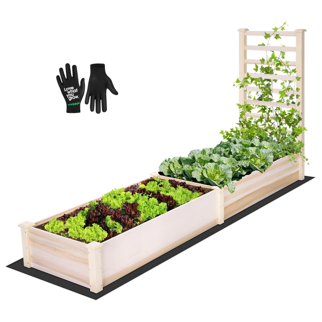 VIVOSUN Raised Garden Bed with Trellis for Vine Climbing, 48.6 x 23.2 x 29.9 Inches