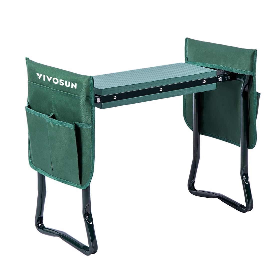 VIVOSUN Portable Garden Kneeler Seat Foldable Garden Bench with EVA Foam Pad 2 Tool Bags for Outdoor Gardening, Green