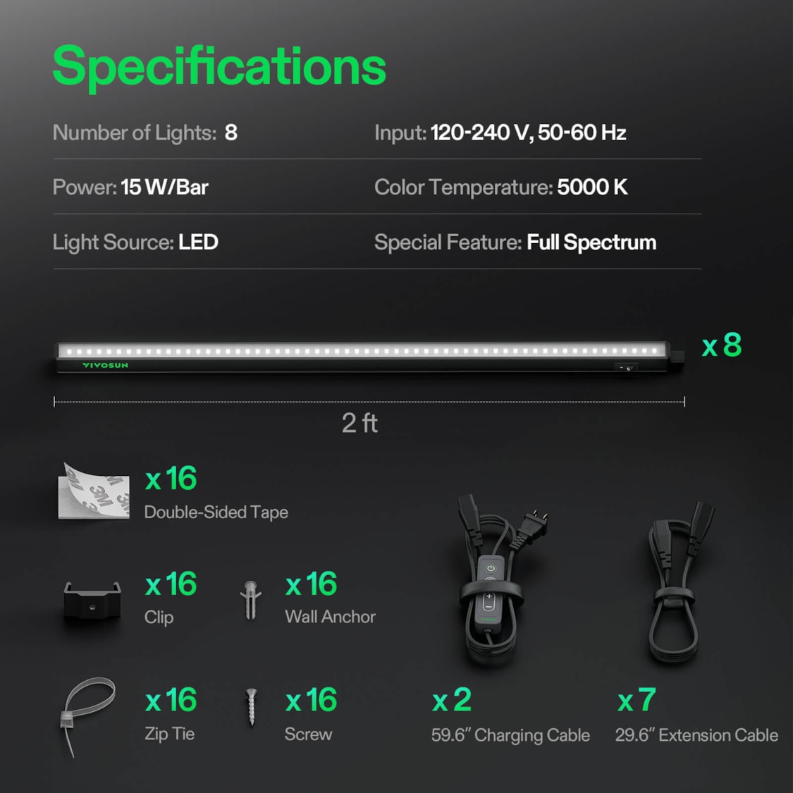 T5 Grow Lights for Indoor Plants, 5000K Full Spectrum 120W (8 x