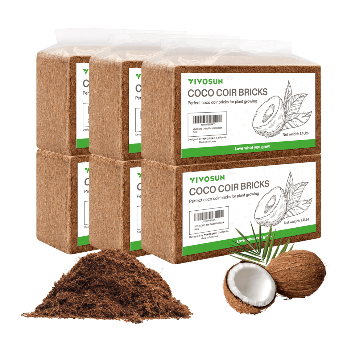 Coco Coir Brick, 1.4lbs 100% Natural Organic Compressed Coconut
