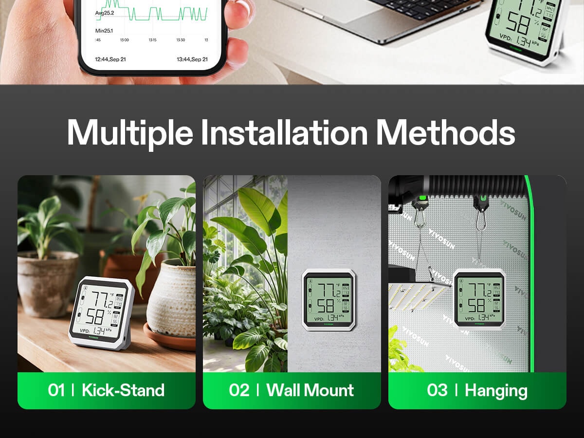 Termometro Igrometro VIVOSUN AeroLab THB1S - Bluetooth, Con VPD E App - Foto 6