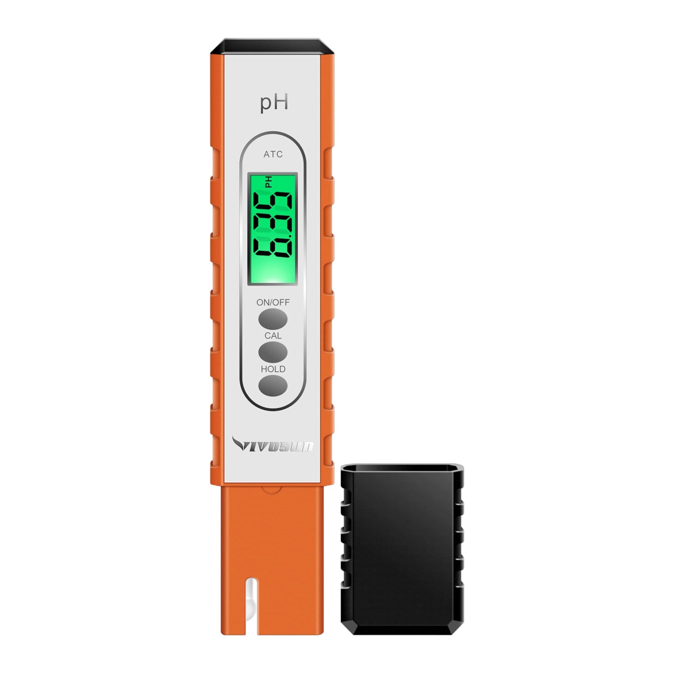 VIVOSUN PH Meter Digital PH Tester Pen 0.01 High Accuracy Water Quality Tester with 0-14 PH Measurement Range for Hydroponics, Household Drinking, Pool and Aquarium, with ATC, Orange