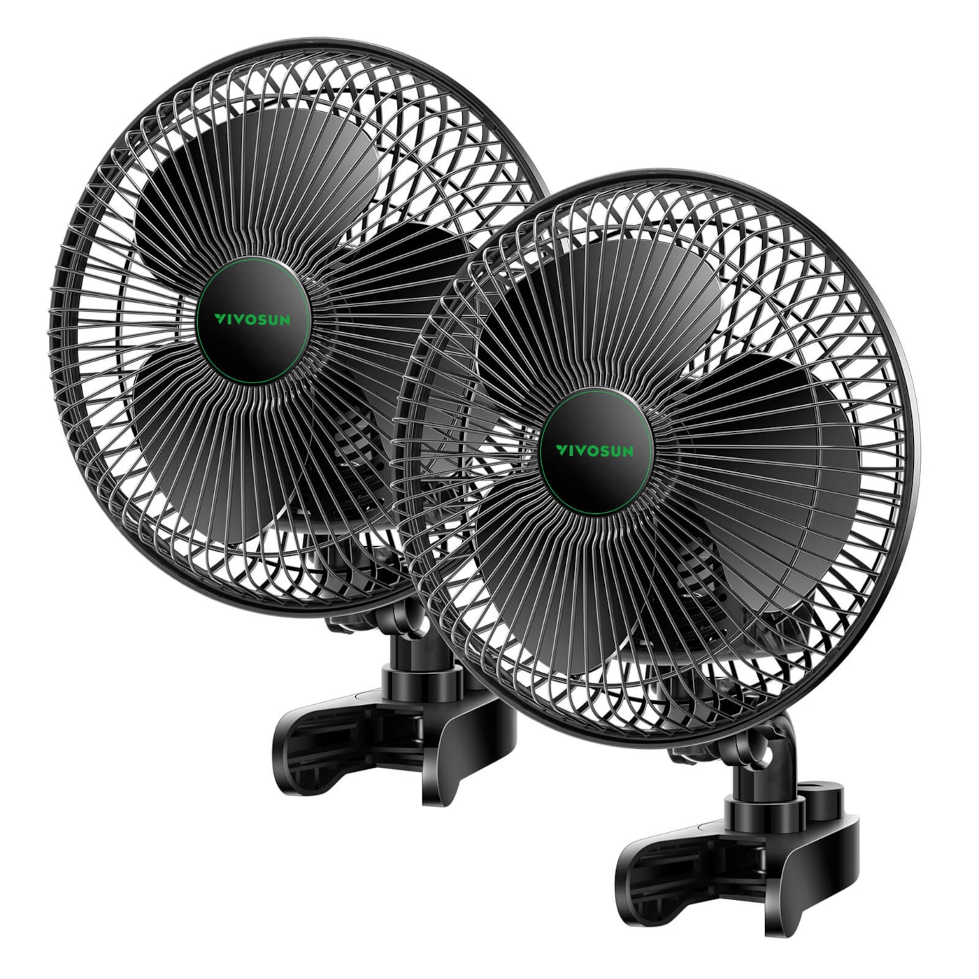 VIVOSUN AeroWave A6 Patented Clip-on Fan with 2-Speed Adjustment, Horizontal Vertical Oscillation, 2 Pack, Black