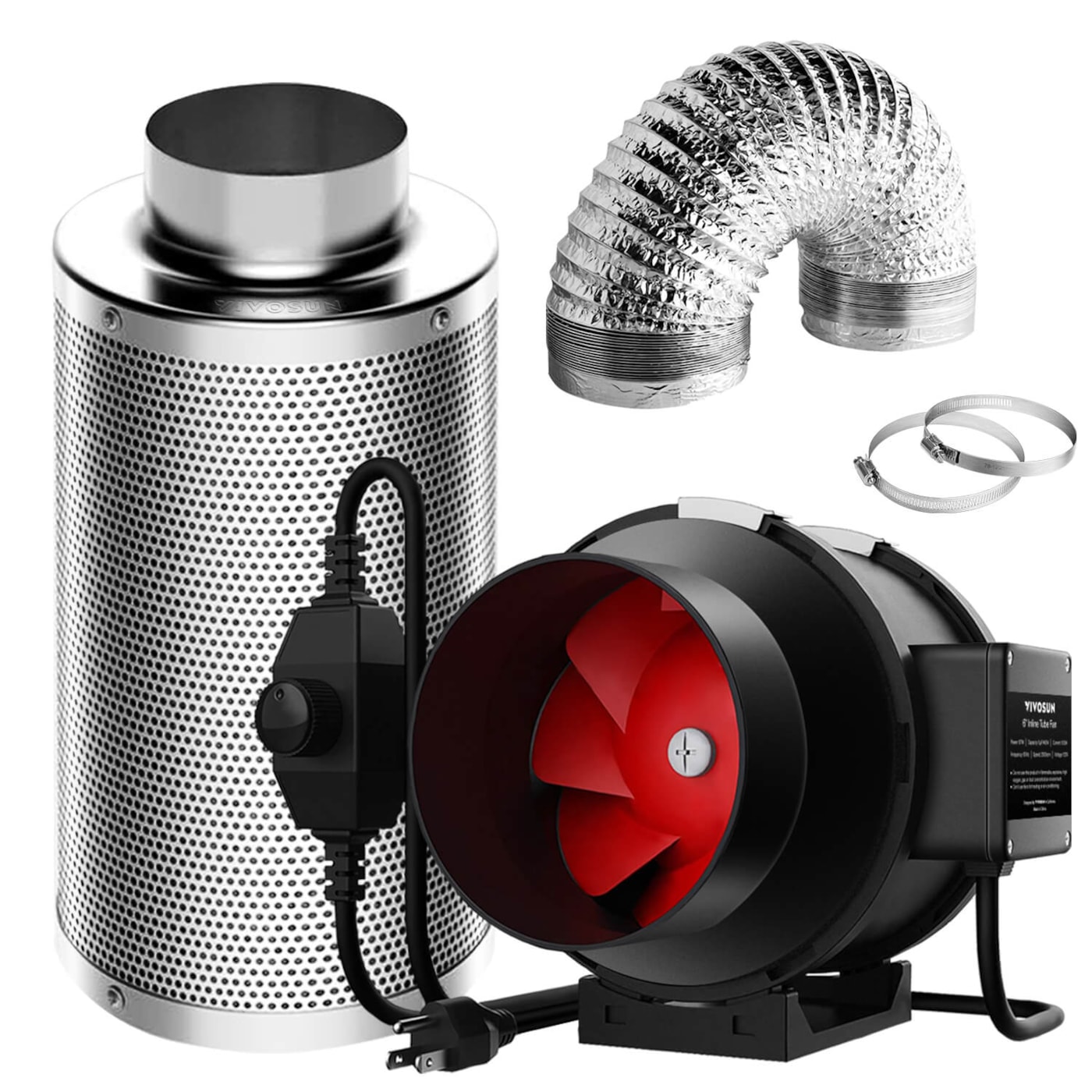 VIVOSUN Ventilation Kit 6 Inch 390 CFM Inline Fan With Speed Controller ...