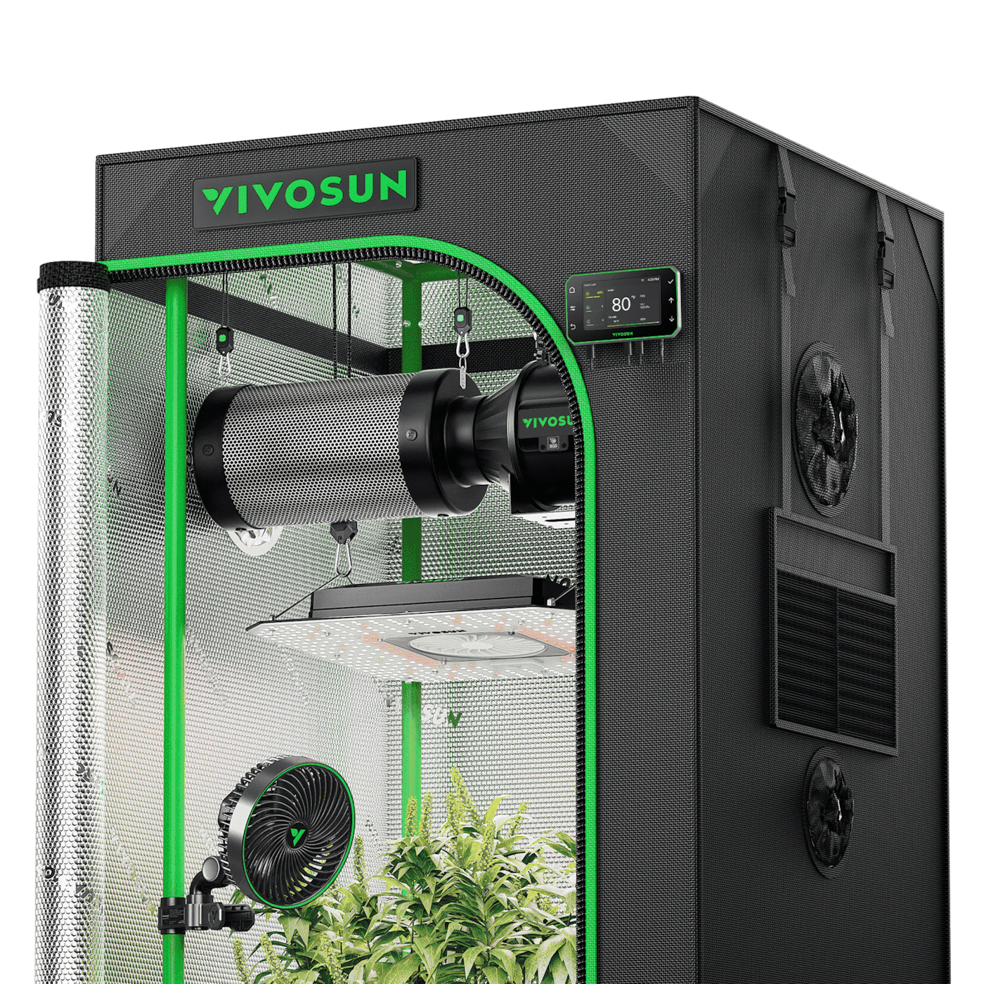 Smart Grow Tent Kit PRO 2x2 Indoor Grow System with 2-in-1 Tunable Spectrum LED Light, Smart GrowHub Automation, Efficient Ventilation & 360° Airflow, 2000D Mylar Tent 24"x24"x48"