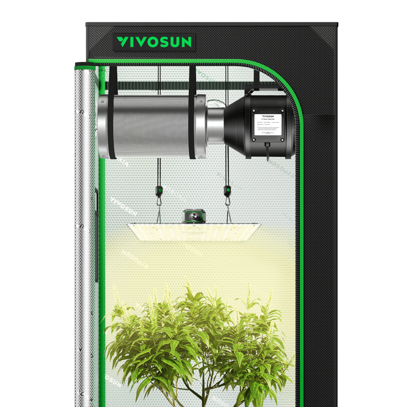 Complete Grow Tent Kit 2.3x2.3 Indoor Grow System with GrowHub WiFi Controller, Efficient Ventilation & Full-Spectrum LED Grow Light, 1680D Mylar Lightproof Tent 28"x28"x63"