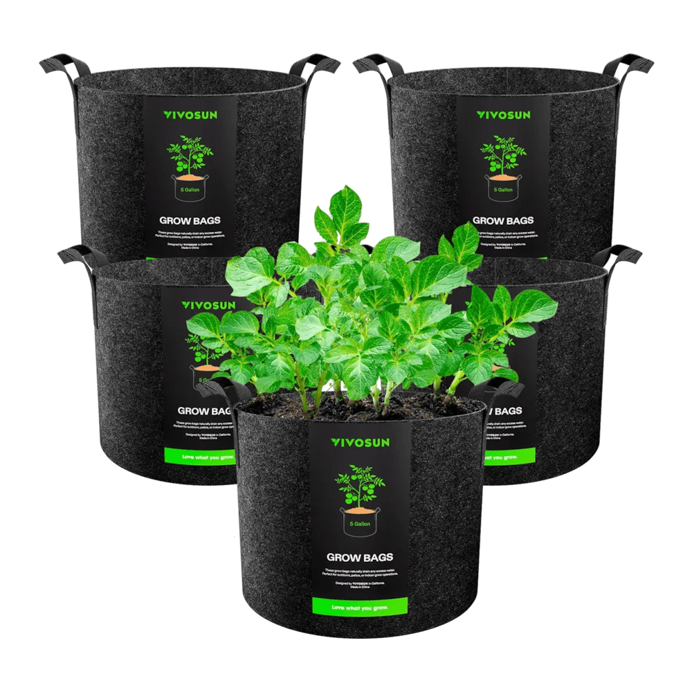 5 Gallon Grow Bags 5-Pack Black Thickened Nonwoven Fabric Pots with Handles