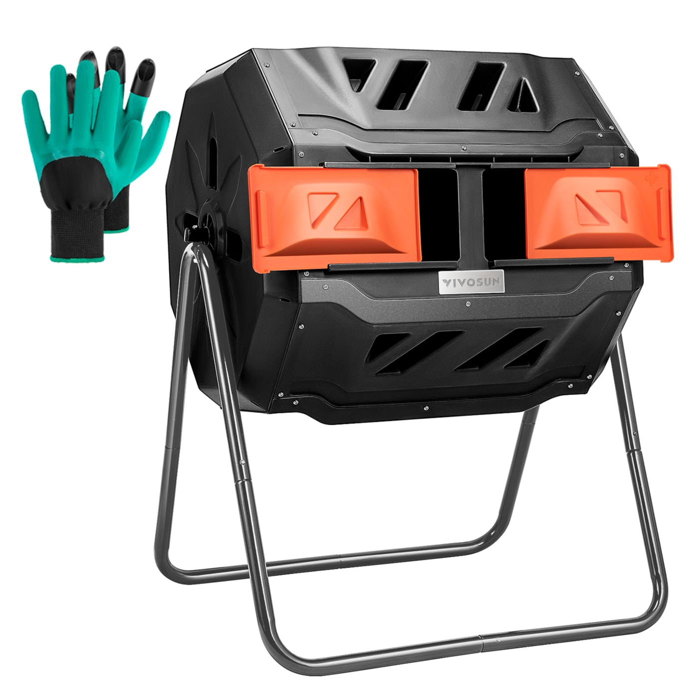 VIVOSUN Outdoor Tumbling Composter Dual Rotating Batch Compost Bin, 43