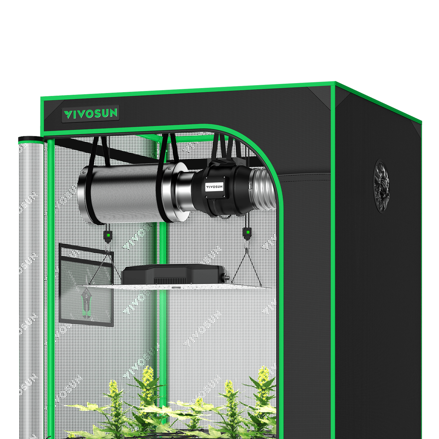 Standard Grow Tent Kit GIY-33 3x3, 3-Plant Complete System, with 200W VS2000 LED Grow Light, and 4-inch Ventilation Combo