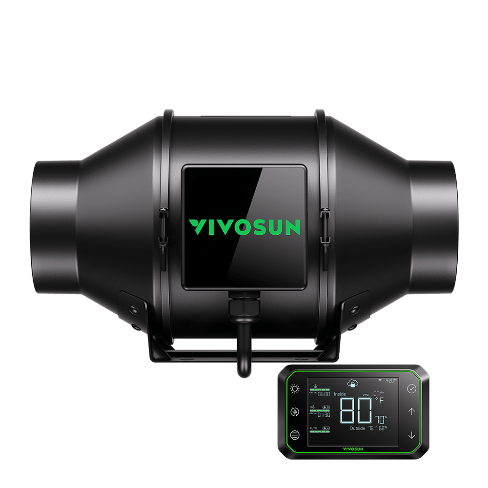 AeroZesh G4 Inline Fan 4″ with E42A Temp. Humidity WiFi Controller, PWM-Controlled EC Fan for Grow Tent Ventilation