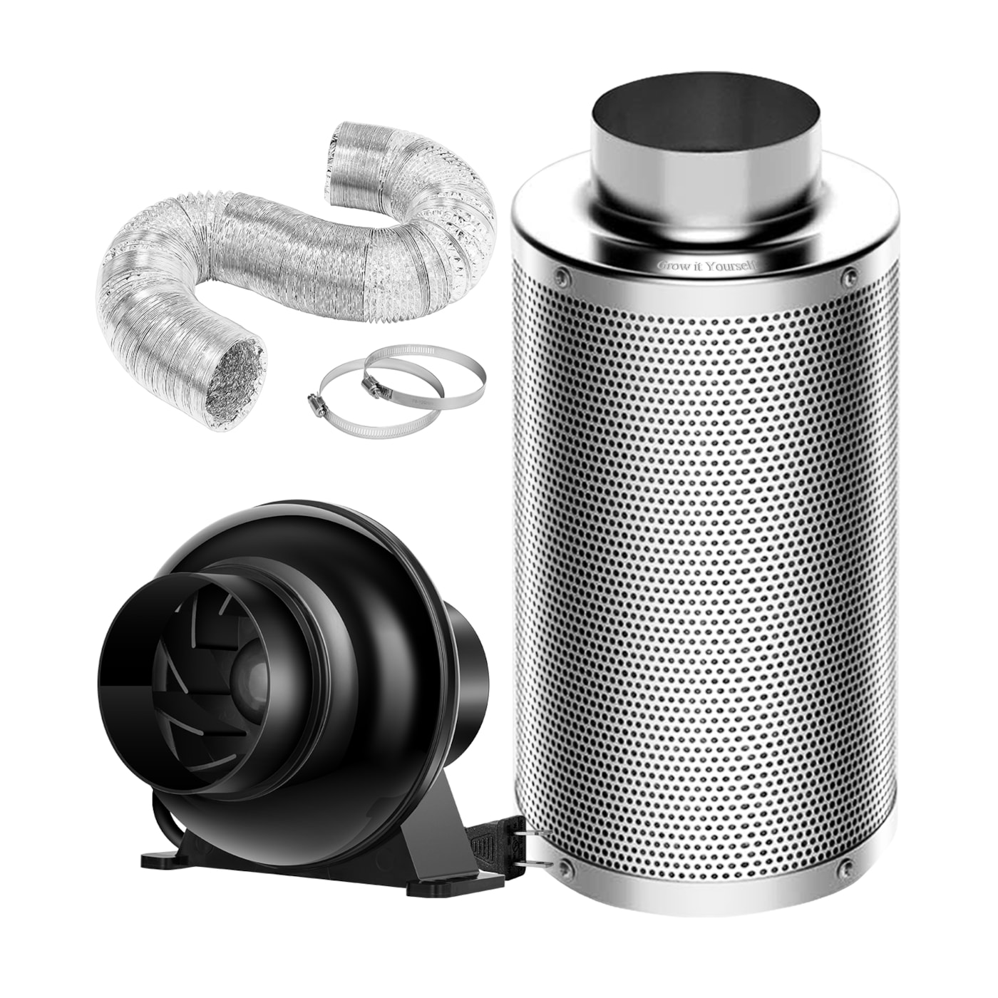 Grow it Yourself 4 Inch 195 CFM Inline Duct Fan with Carbon Filter
