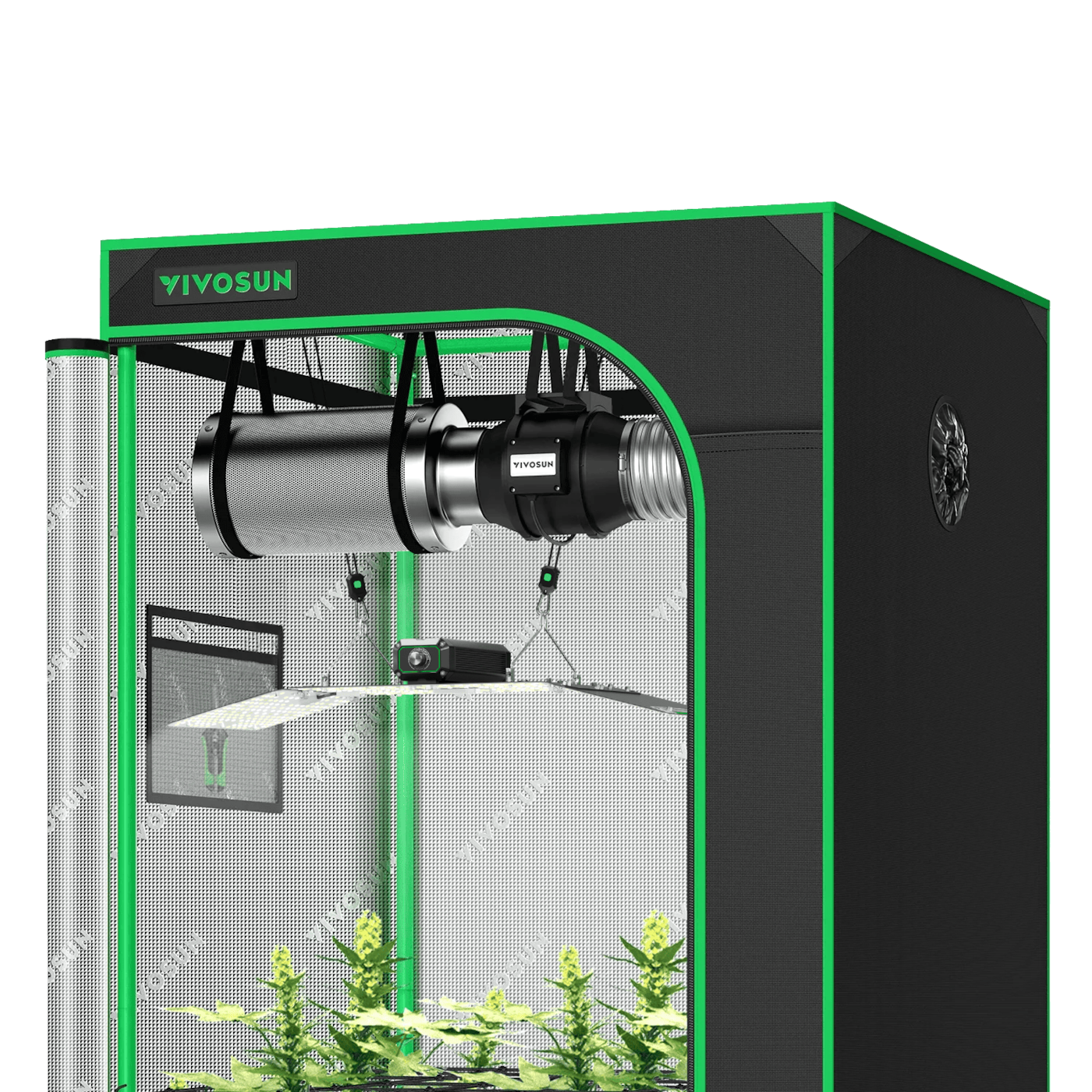 Standard Grow Tent Kit GIY-33 3x3, 3-Plant Complete System, with VSL-LL200 Lumalight 200W LED Grow Light, and 4-inch Ventilation Combo