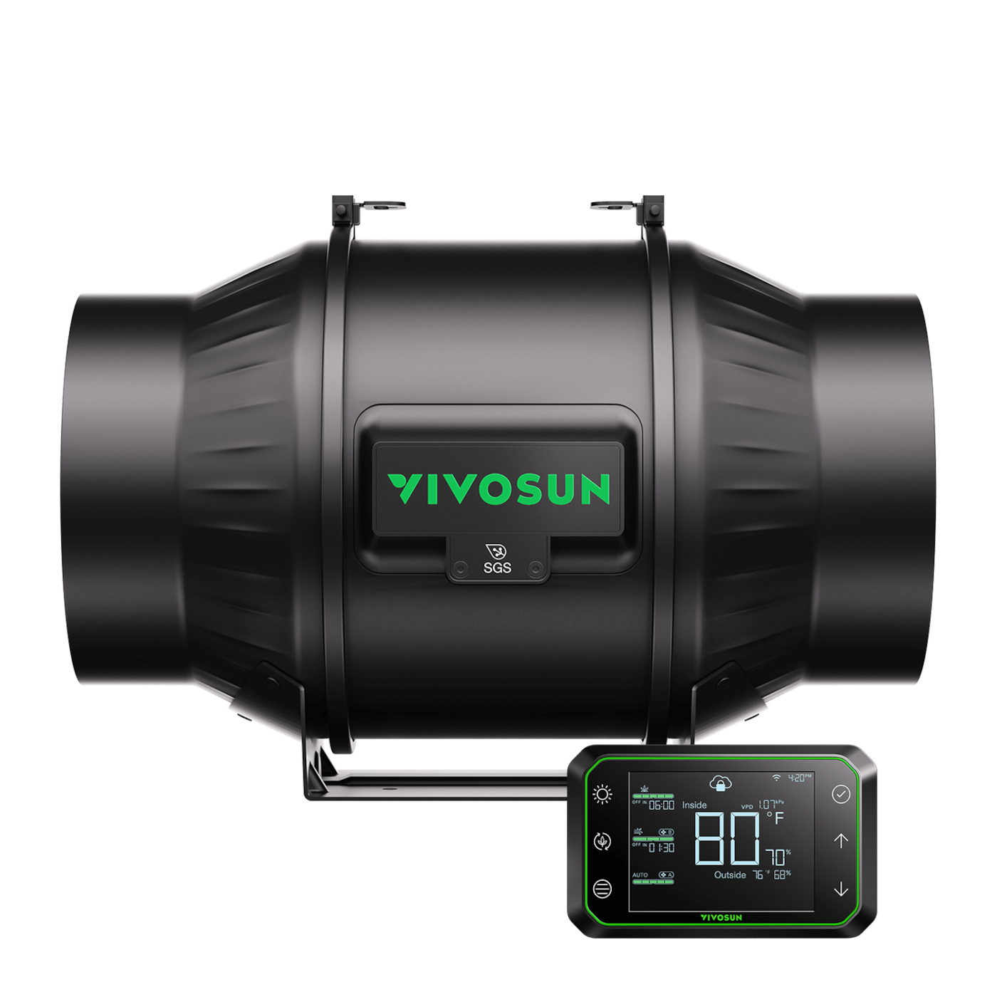 AeroZesh T6 Inline Fan 6″ with E42A Temp. Humidity WiFi Controller, PWM-Controlled EC Fan for Grow Tent Ventilation