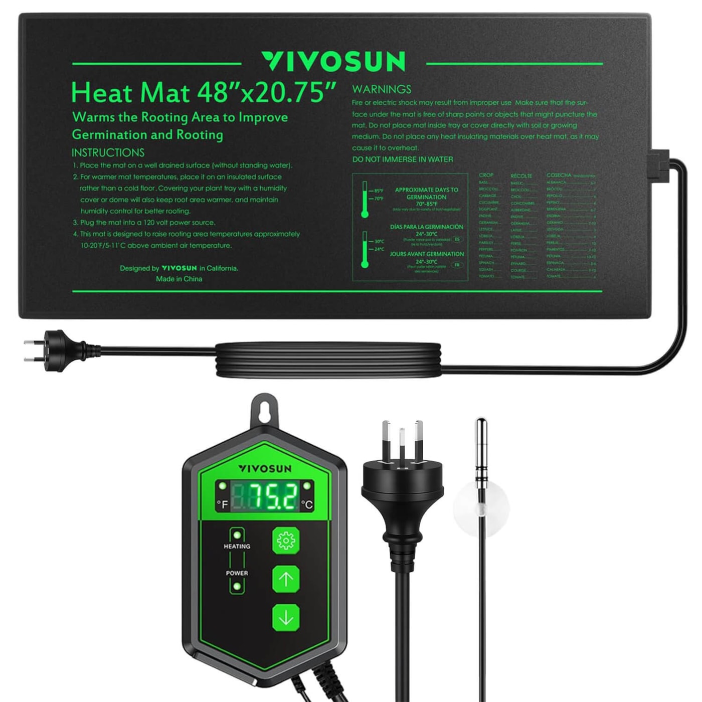 Seedling Heat Mat Digital Thermostat Combo 48″x20.75″