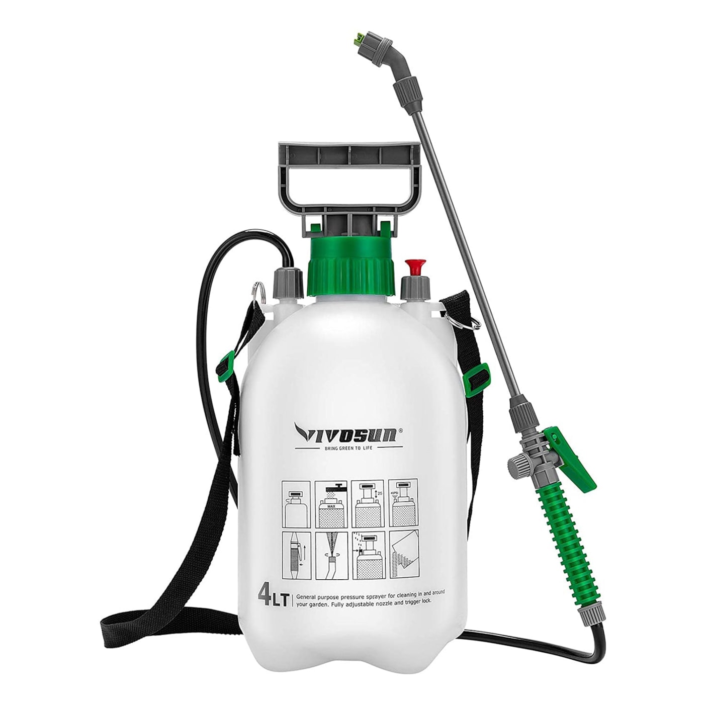 VIVOSUN 1 Gallon Pressure Sprayer 3 Water Nozzles with Adjustable Shoulder Strap