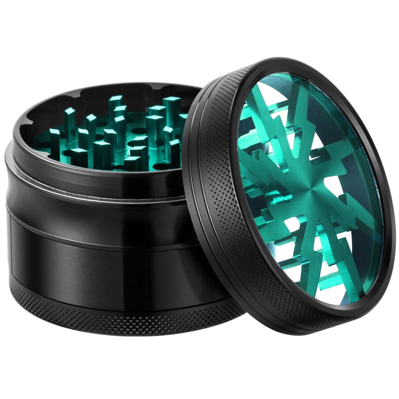 VIVOSUN Herb Grinder 2.5" 4 Pieces Clear Top with Lightning Pattern for Kitchen Green