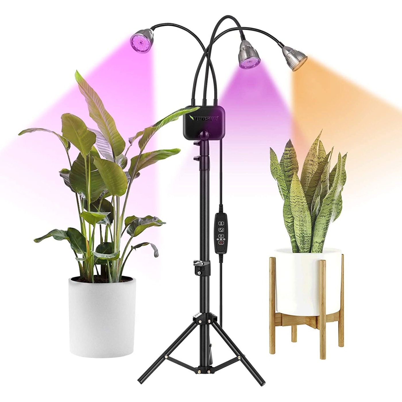 VIVOSUN Tri-Head 60W LED Grow Lights with Stand for Indoor Plants