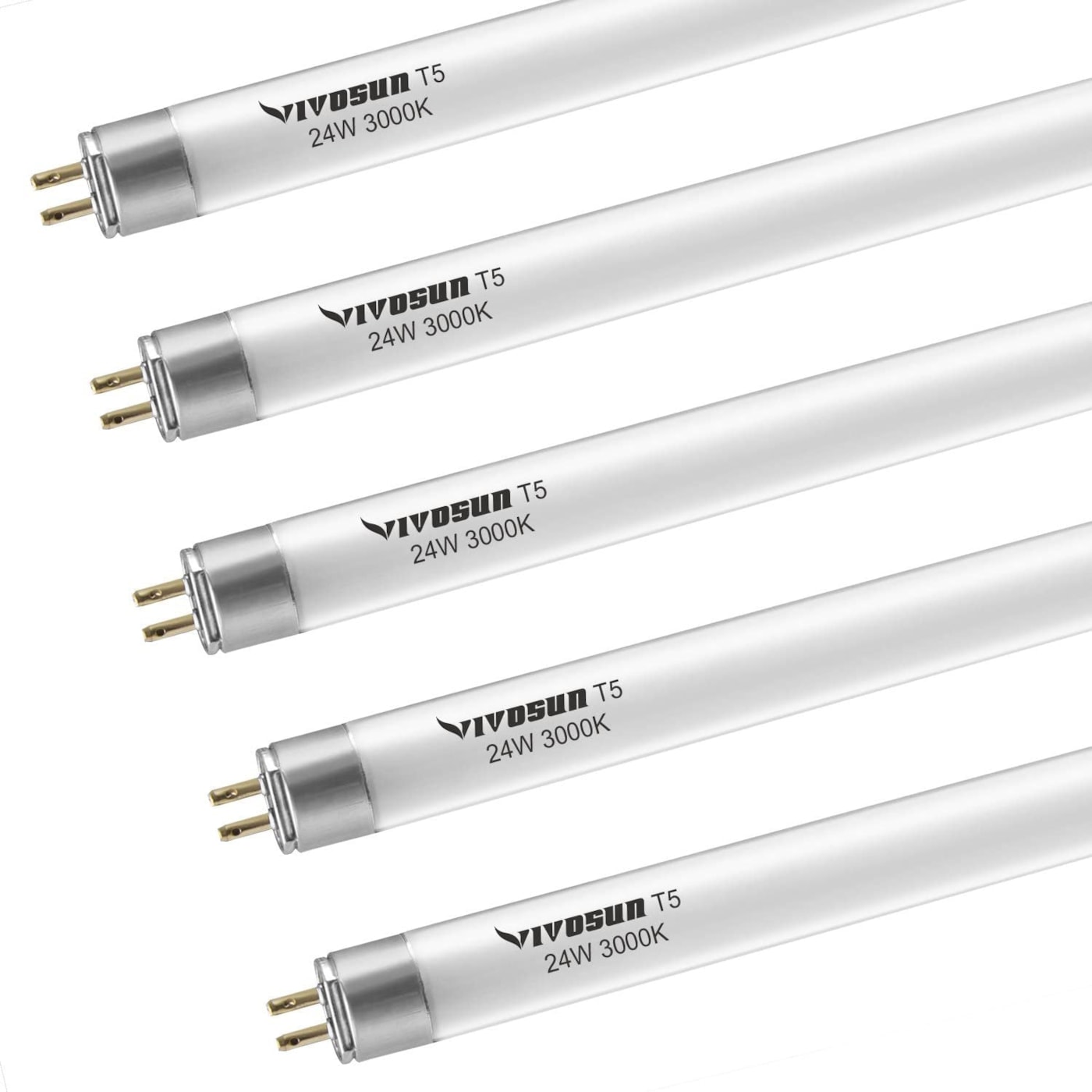VIVOSUN 2FT/22IN 3000K T5 Fluorescent Grow Light Bulbs 5-Pack