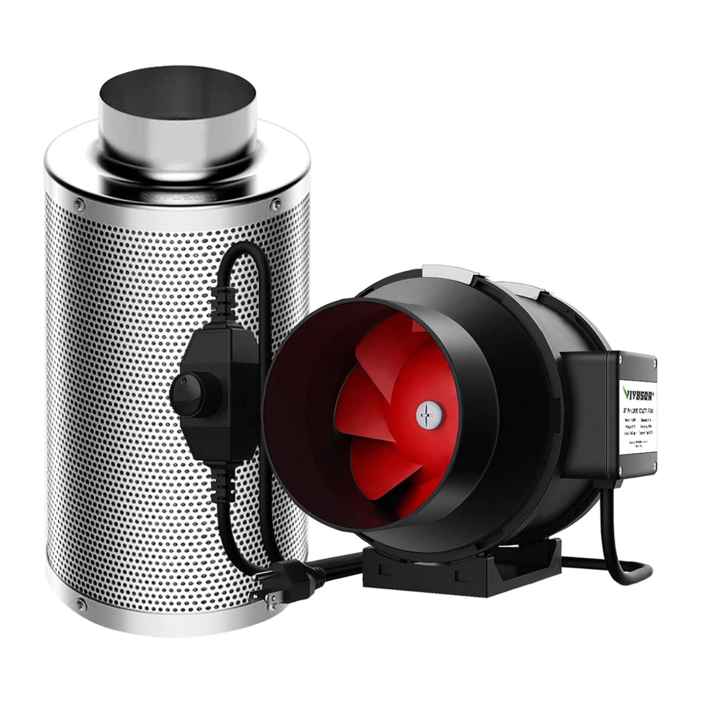 VIVOSUN 6-Inch 390 CFM Inline Duct Fan with Carbon Filter