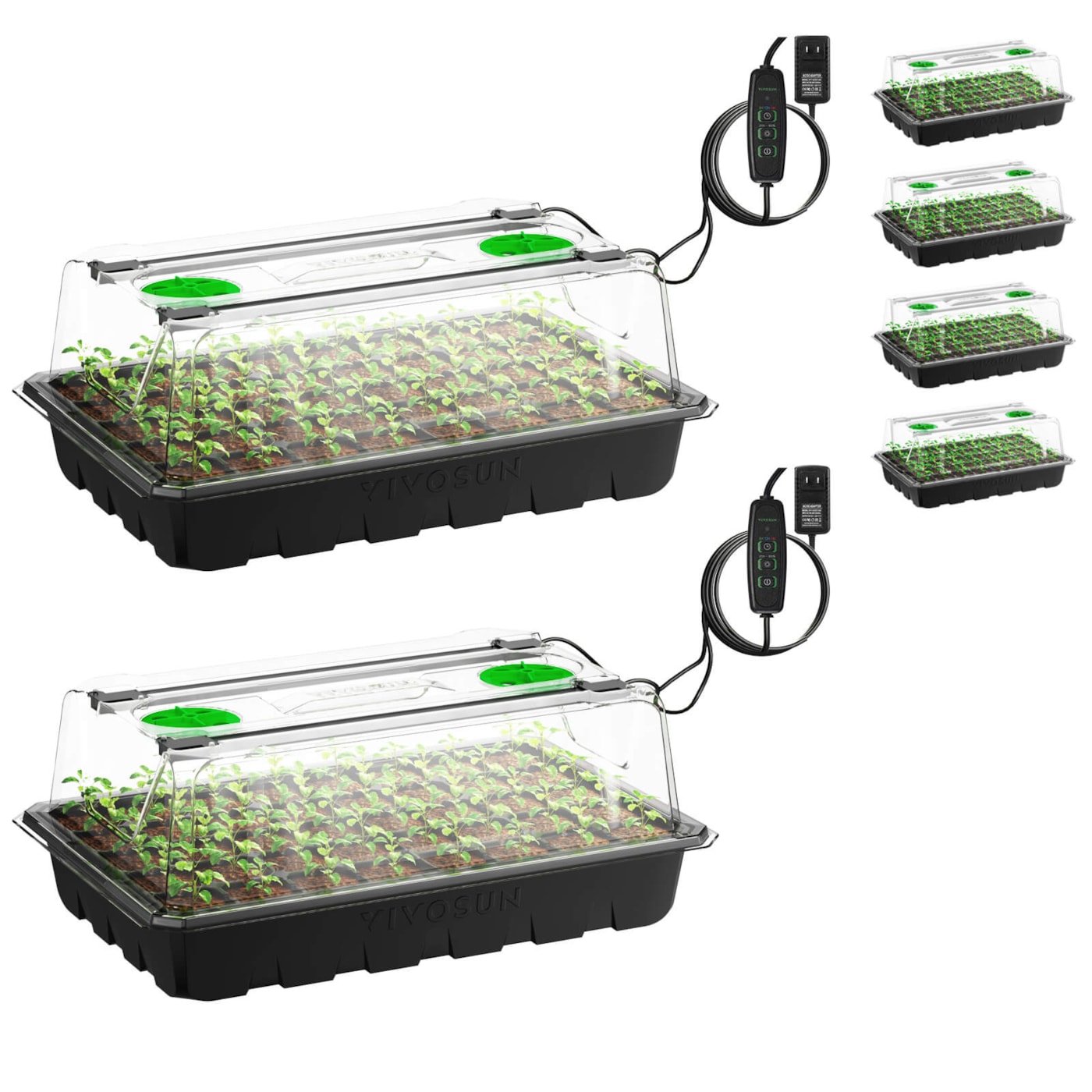 6-Pack Seed Starter Trays, 240-Cell Seed Starter Kit with 2 Set of LED Lights