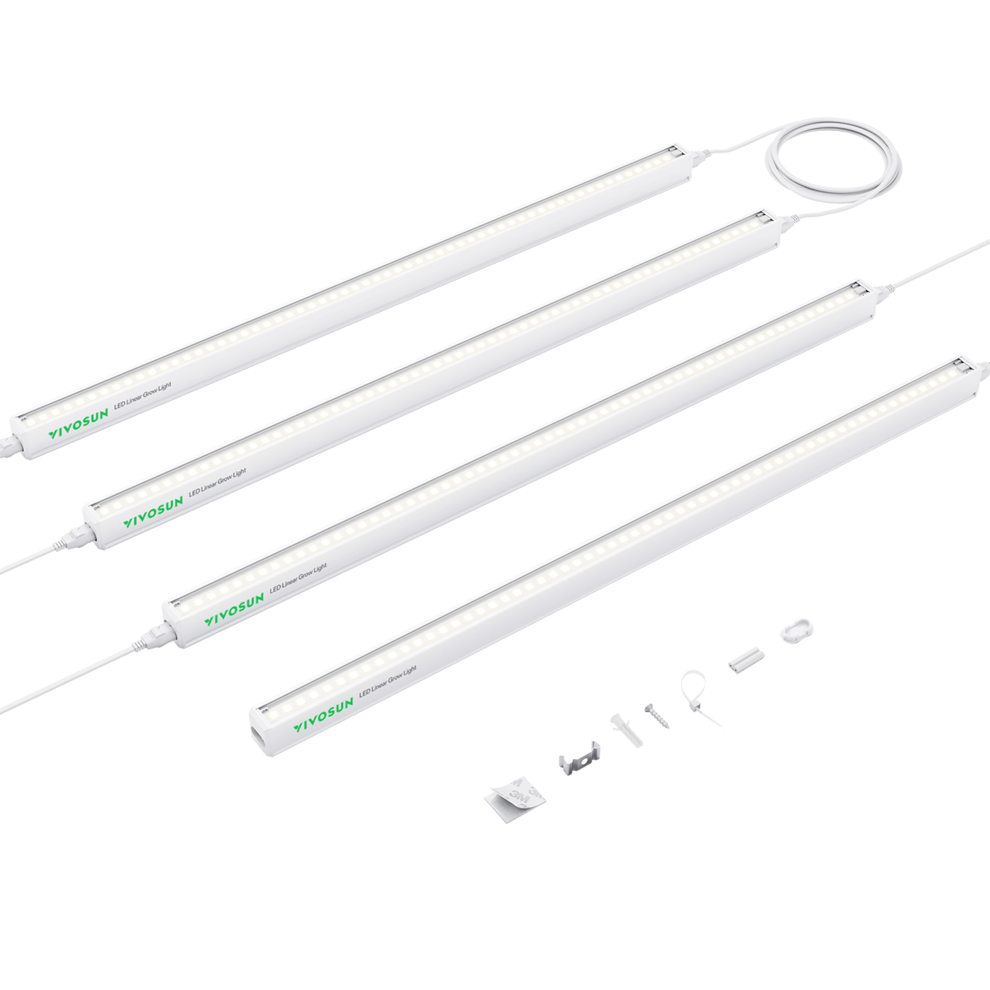 T5 Linear Grow Lights, 5000K Full Spectrum LED Grow Lights for Indoor Plants, SGS Compatible, 15W/Bar, 2ft, 4-Pack