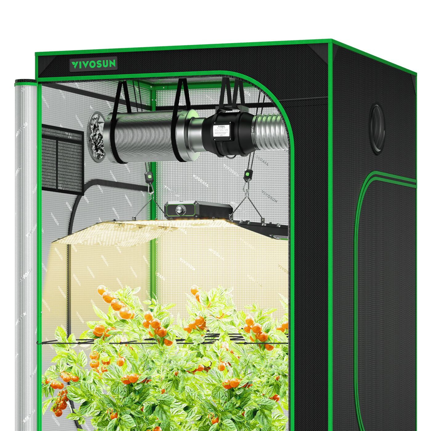 CLEARANCE | Starter Grow Tent Kit, 4 × 4ft 4-Plant System, WiFi-Controlled Grow System with Full Spectrum LED Grow Light, Automatic Ventilation, GrowHub Outlet A22 with Temperature and Humidity Sensor