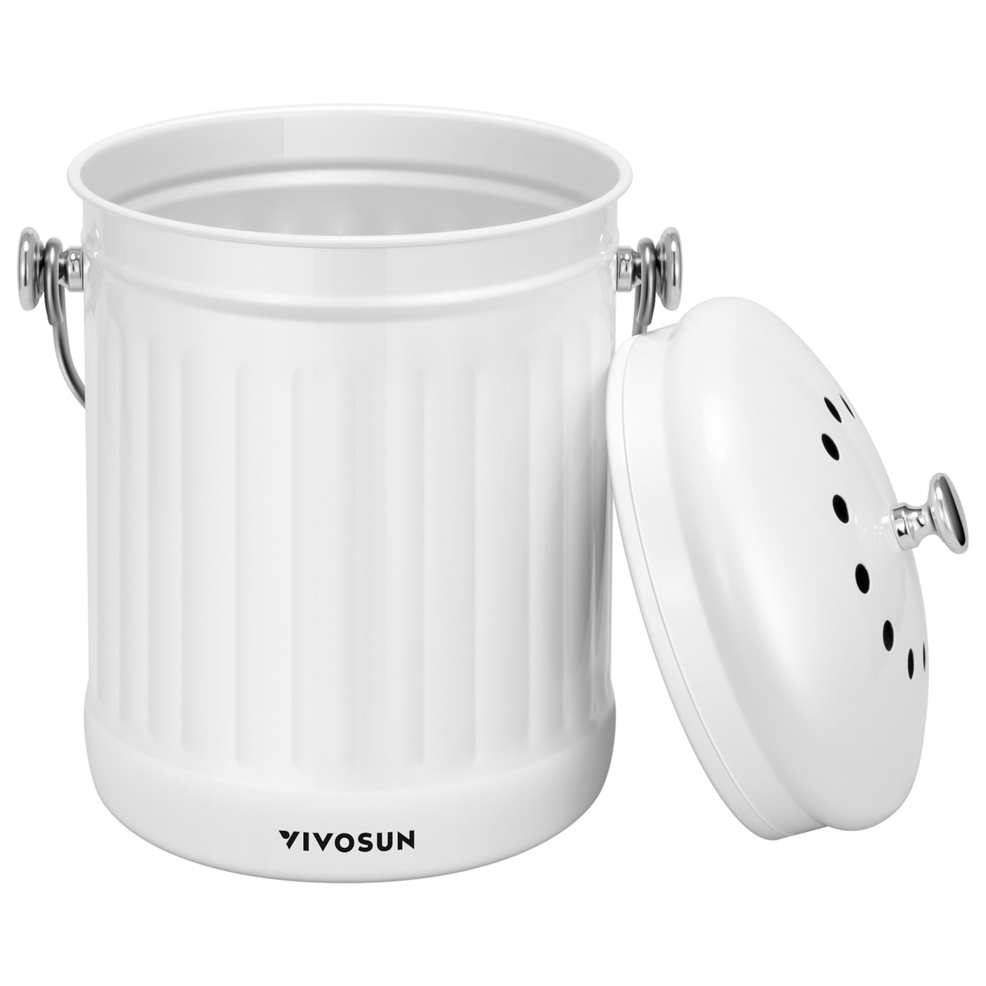 VIVOSUN 1.3 Gallon Compost Bucket with Lid, 2 Charcoal Filter Included, White