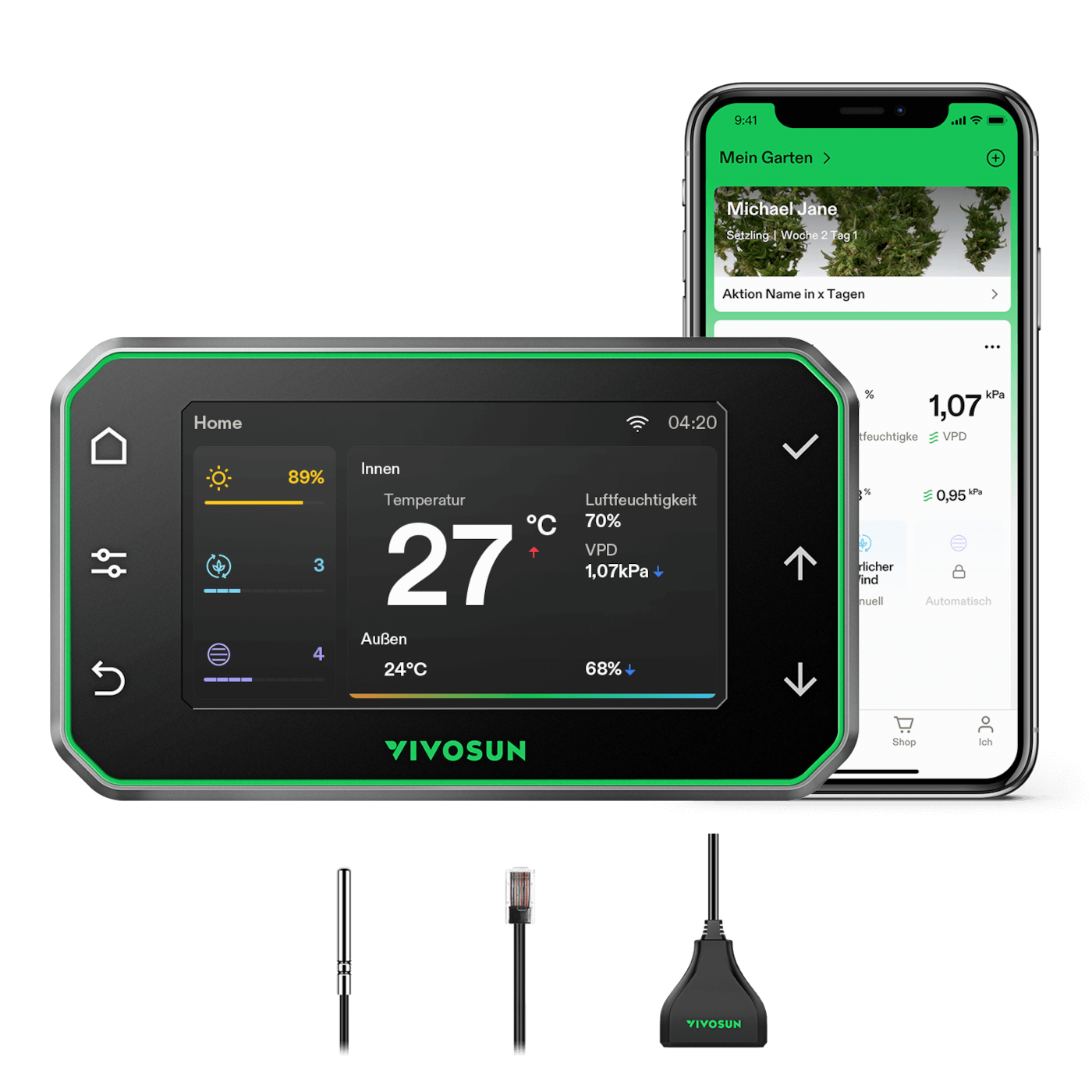 GrowHub Controller E42A+ for Grow Tent, Smart Environmental WiFi-Controller with Temperature, Humidity, VPD, Timer, Cycle, Schedule Controls, Cooling