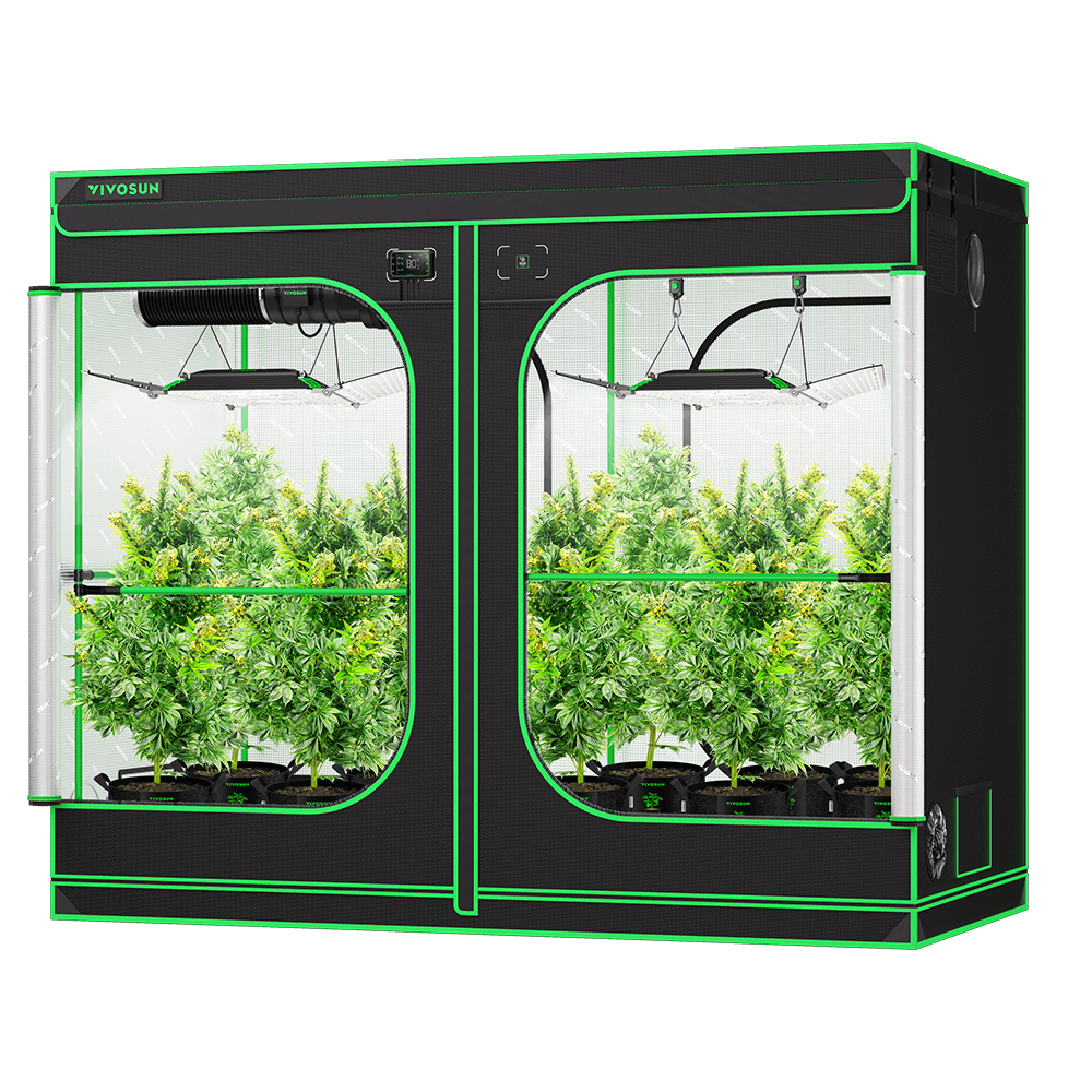 Smart Grow Tent Kit GIY-SGS-84 Pro 4x8, 8-Plant Complete System, with WiFi E42A Controller, 2x 400W AeroLight Wing LED Grow Light, and 8-inch AeroZesh G8 Ventilation Combo