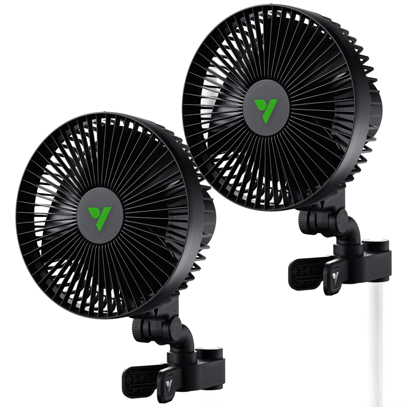 AeroWave A6 Grow Tent Clip Fan, 6" Auto Oscillating Fan with AC Motor, for Hydroponic Ventilation, Black, 2-Pack